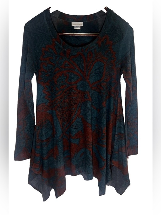 Soft Surroundings Tops - Soft Surroundings S Renaissance Tunic Top Green Floral Lagenlook Asymmetrical